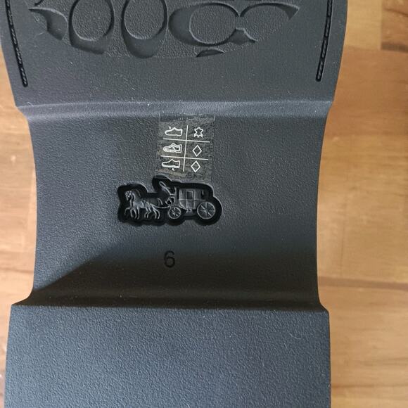 Coach Lockup Two Band Sandal CAP52 Size 6 B - Black Leather - Gold Buckle NWB - Picture 11 of 13